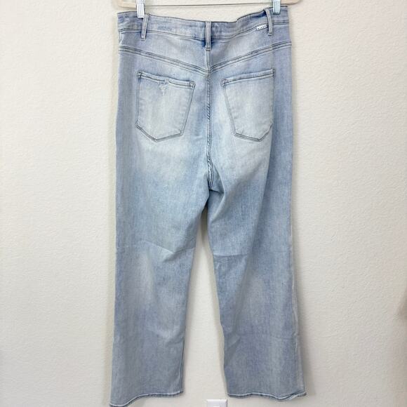 Risen Womens Wide Leg Jeans Size 2XL Denim Stretch Distressed Light Blue - Picture 3 of 8